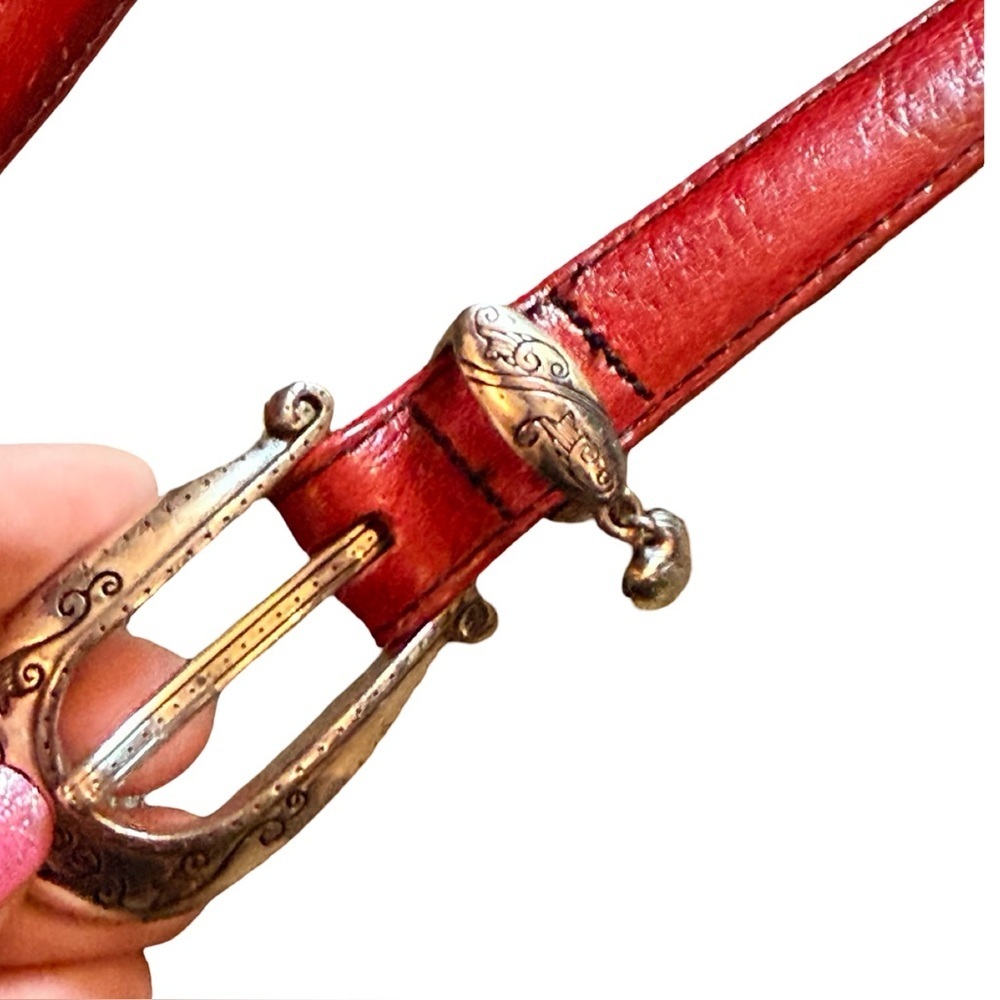 Vintage Brighton Red Leather Belt – Size XL ❤️